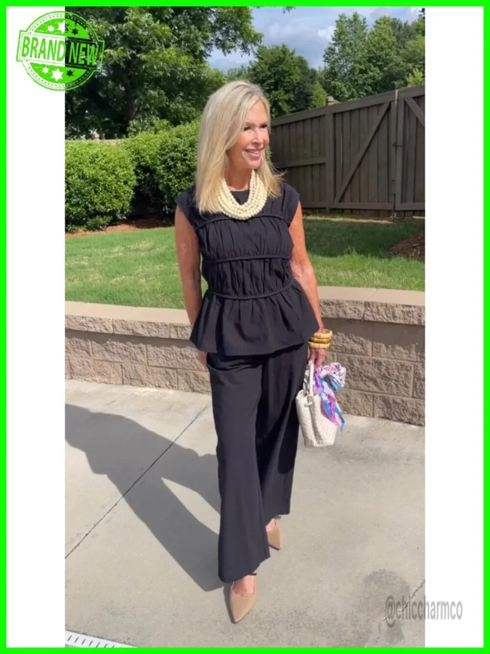 2 Piece Linen Babydoll Peplum Tank Top and Pants Set Summer Travel Outfits